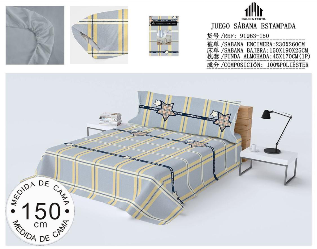 JUEGO DE SABANA 150CM