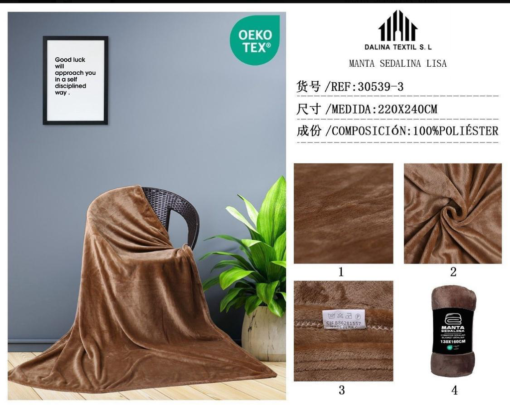 MANTA 220X240CM MARRON