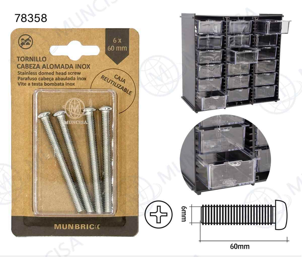 TORNILLO CABEZA ALOMADA 6X60MM