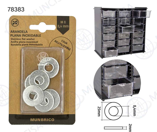 ARANDELA PLANA INOX 8,4MM  M8